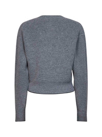 Chloé Women Divine Grey Wool And Cashmere Knit Embroidered Crewneck Sweater