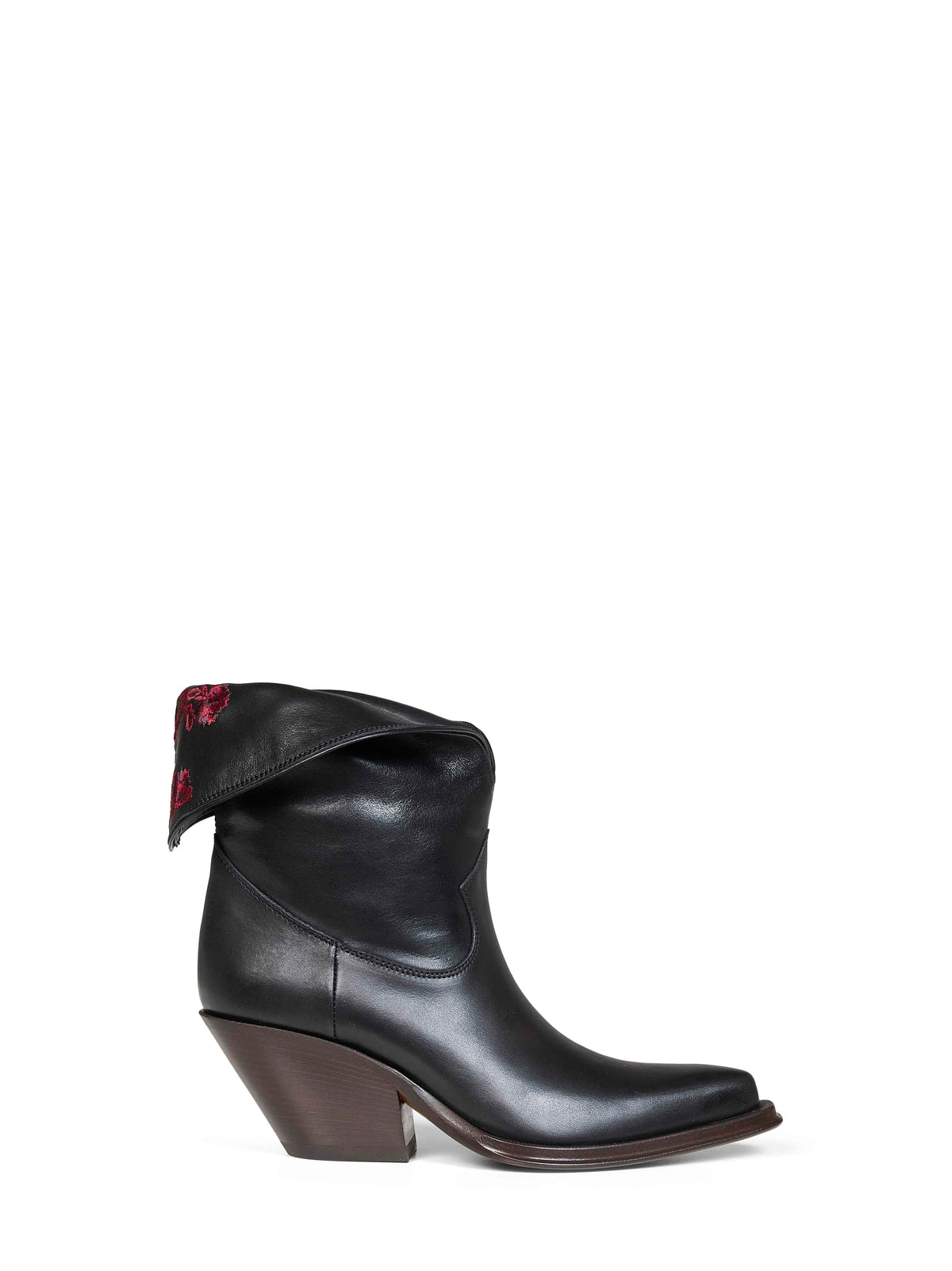 Chloé Women Black Semi-Shiny Calfskin Leather Azelan Ankle Boots