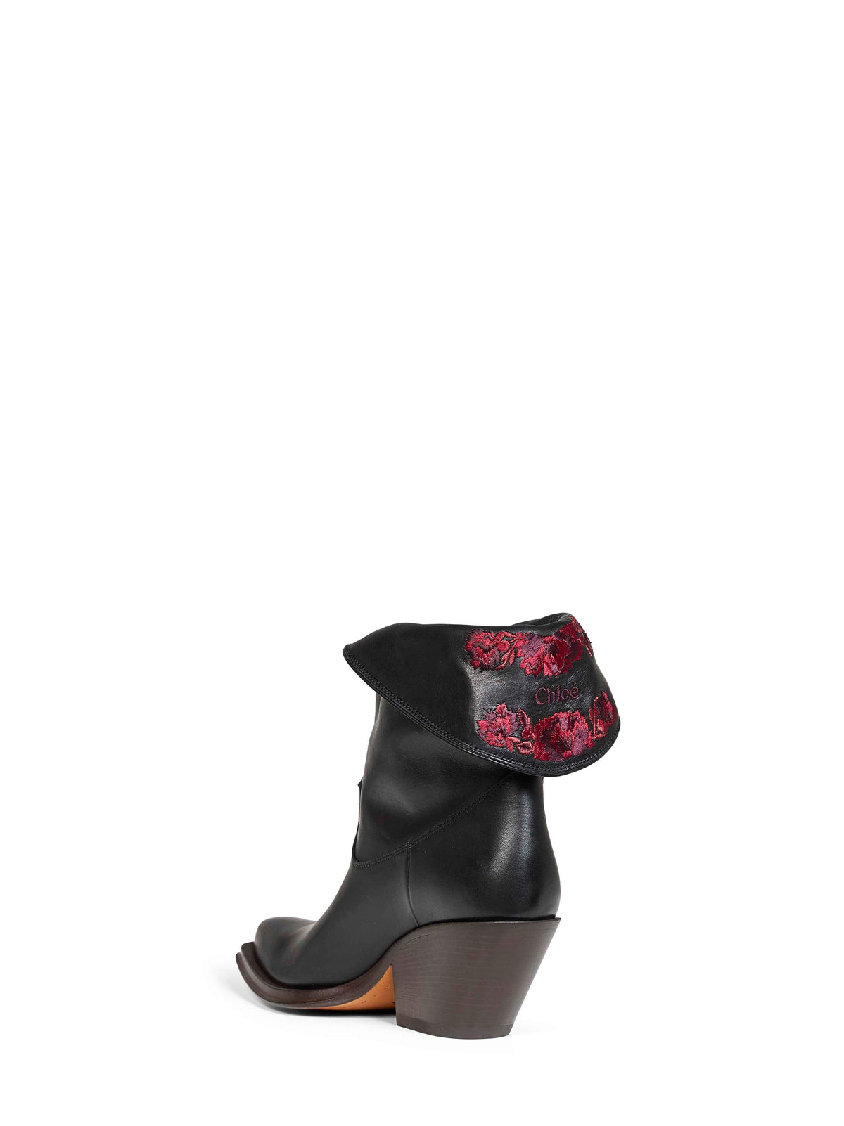 Chloé Women Black Semi-Shiny Calfskin Leather Azelan Ankle Boots