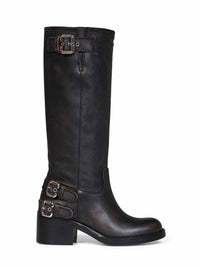 Chloé Women Black Grained Brushed Leather Dakota Biker Boots