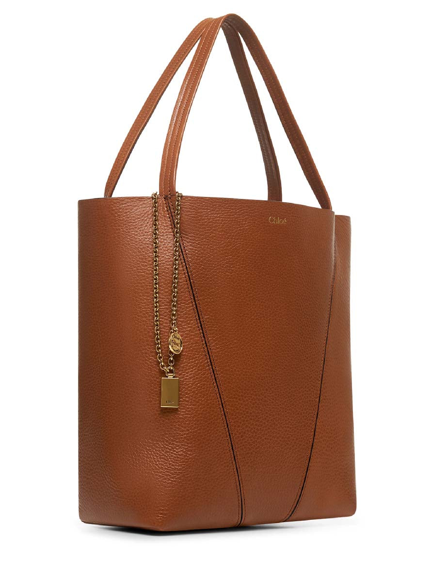 Chloé Women Clay Brown Chloé Spin Tote Bag