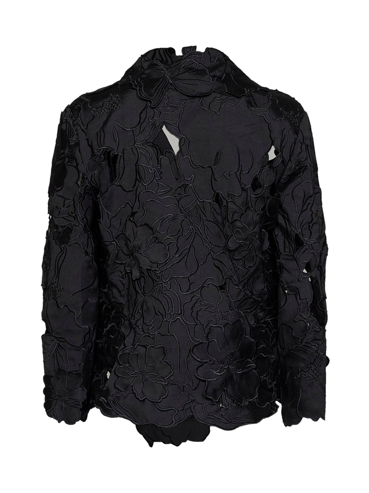 Costarellos Women Black Floral-Cut Embroidery Satin Tesha Blazer