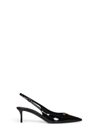 Dolce & Gabbana Women Black Patent Leather Slingback Pumps With Dg Logo