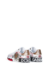 Dolce & Gabbana Women White Hand-Painted Leather Portofino Low-Top Sneakers
