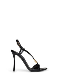 Dolce & Gabbana Women Black Patent Leather Sandals With Dg Logo