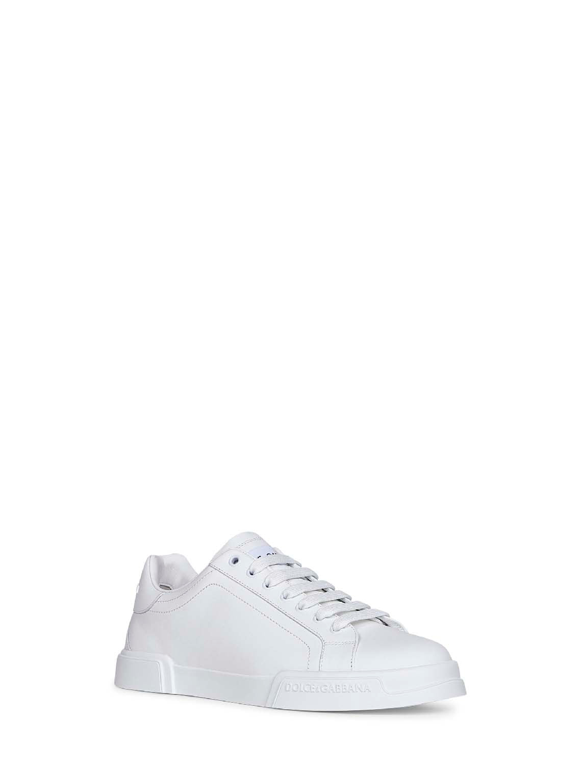 Dolce & Gabbana Men White Calf Leather Portofino Sneakers
