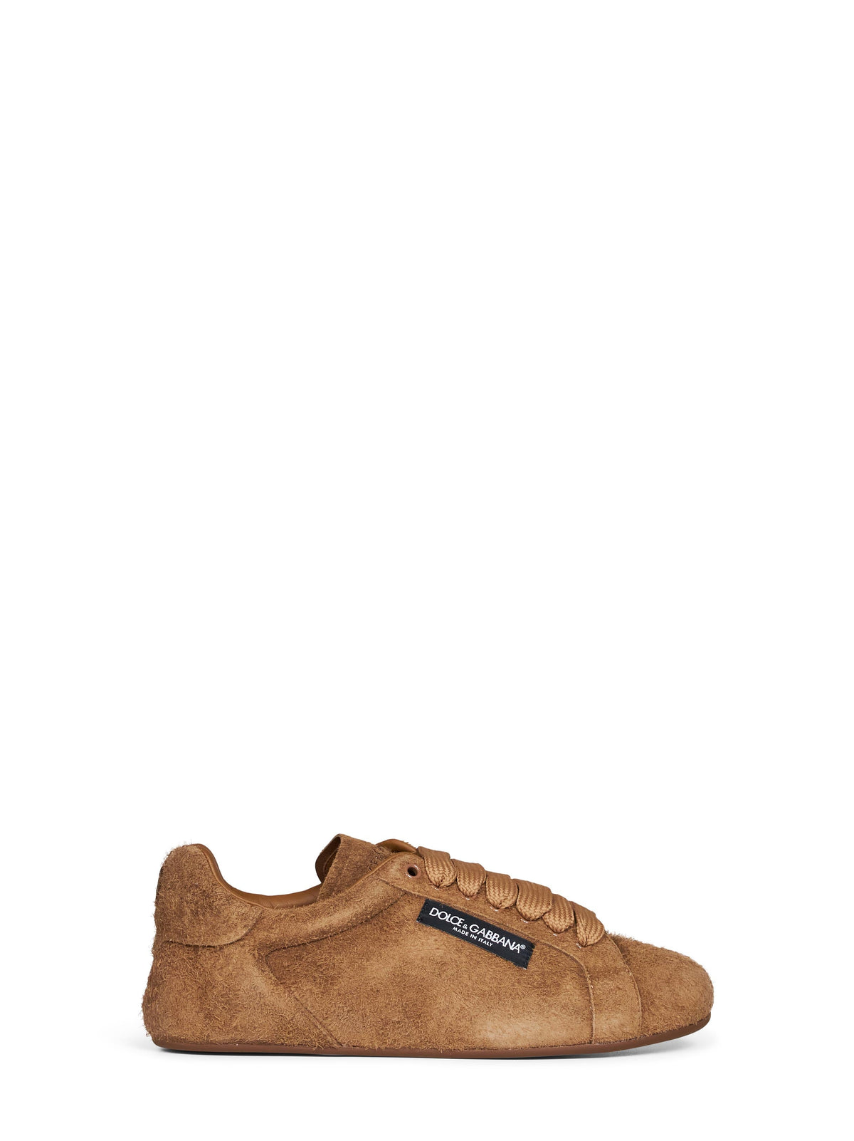 Dolce & Gabbana Men Light Brown Suede Split Leather Portofino Soft Sneakers