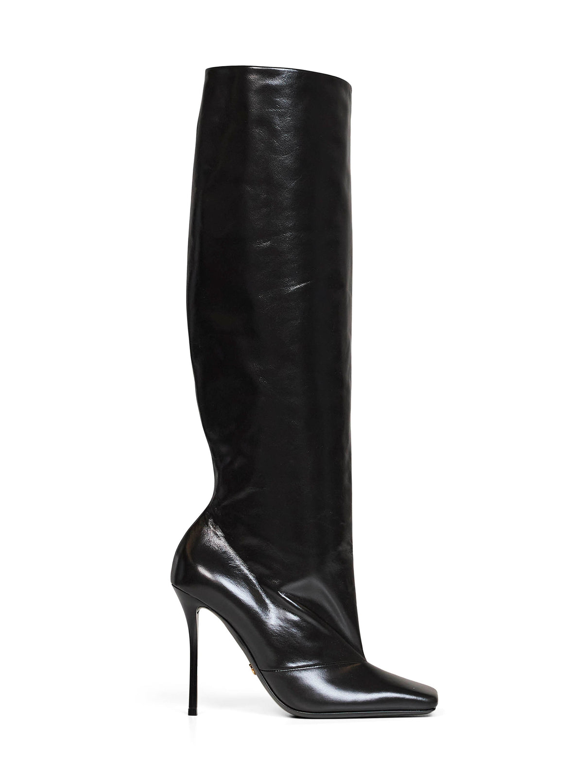 Dolce & Gabbana Women Black Glossy Calfskin Leather Knee-High Boots