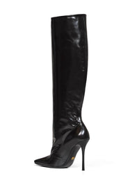 Dolce & Gabbana Women Black Glossy Calfskin Leather Knee-High Boots