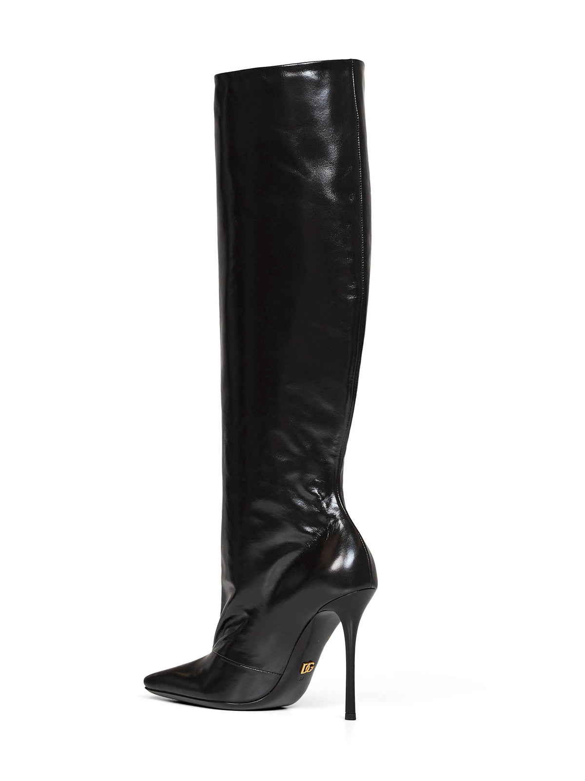 Dolce & Gabbana Women Black Glossy Calfskin Leather Knee-High Boots