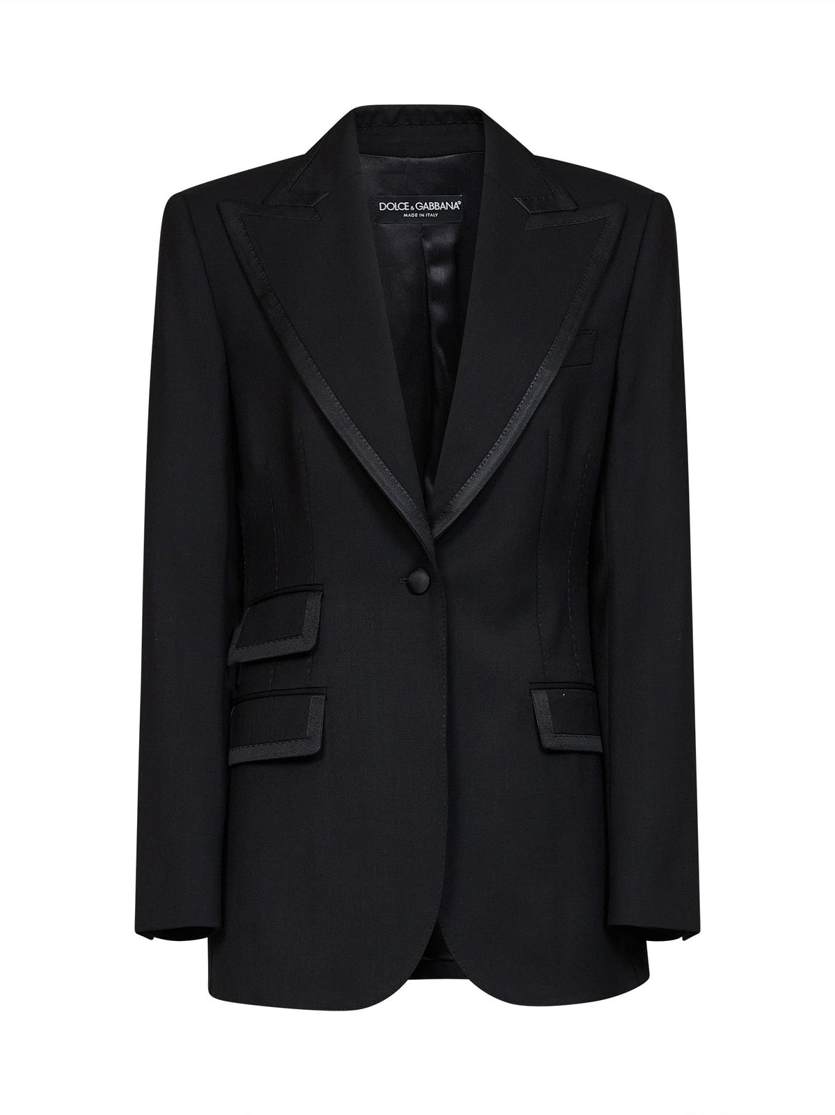 Dolce & Gabbana Women Black Stretch Twill Turlington Single-Breasted Jacket