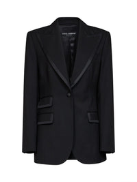 Dolce & Gabbana Women Black Stretch Twill Turlington Single-Breasted Jacket