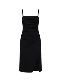 Dolce & Gabbana Women Black Stretch Jersey Draped Midi Dress
