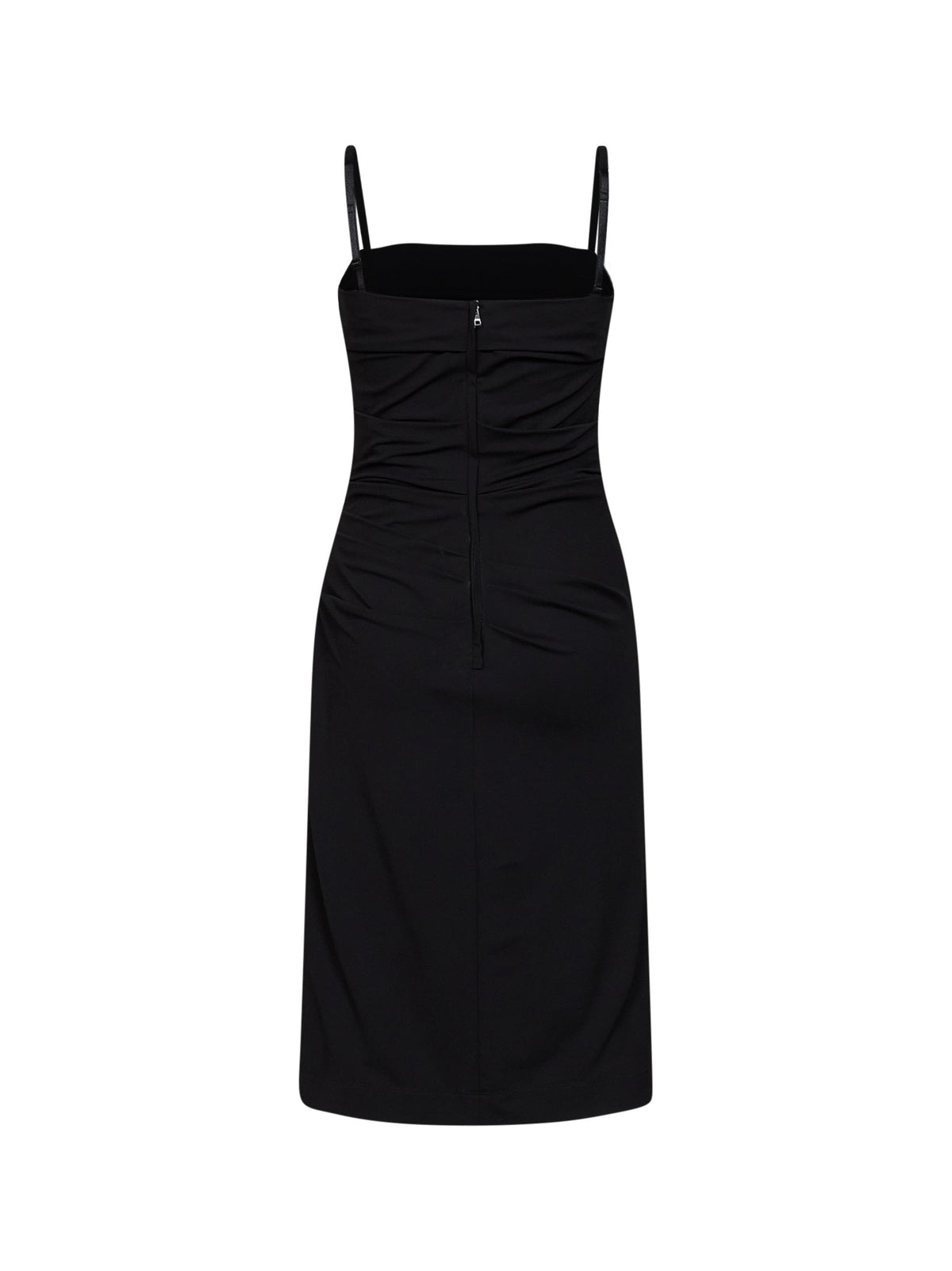 Dolce & Gabbana Women Black Stretch Jersey Draped Midi Dress