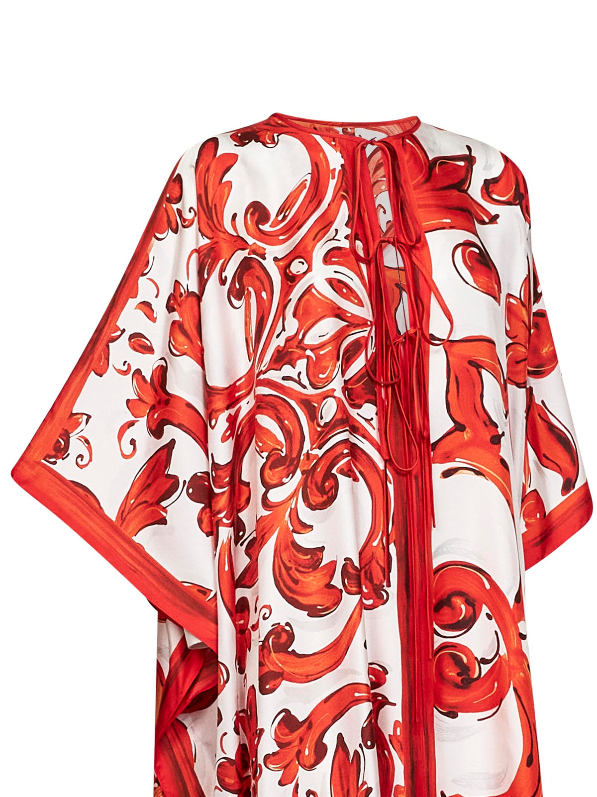 Dolce & Gabbana Women Orange Maiolica-Print Twill Kaftan Dress