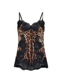 Dolce & Gabbana Women Leopard-Print Satin And Lace Camisole Top