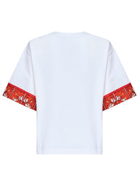 Dolce & Gabbana Women White Jersey T-Shirt With Maiolica-Print Scarf