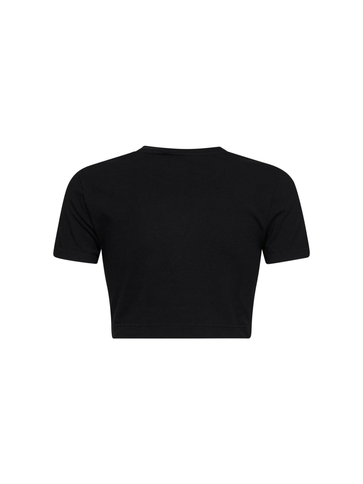 Dolce & Gabbana Women Black Stretch Jersey Cropped T-Shirt With Logo