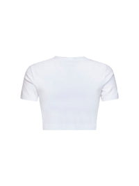 Dolce & Gabbana Women White Stretch Jersey Cropped T-Shirt With Logo