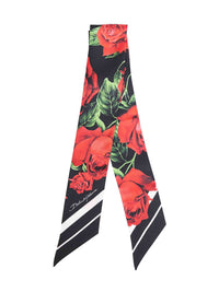 Dolce & Gabbana Women Black Rose-Print Silk Twill 6X100 Bandeau