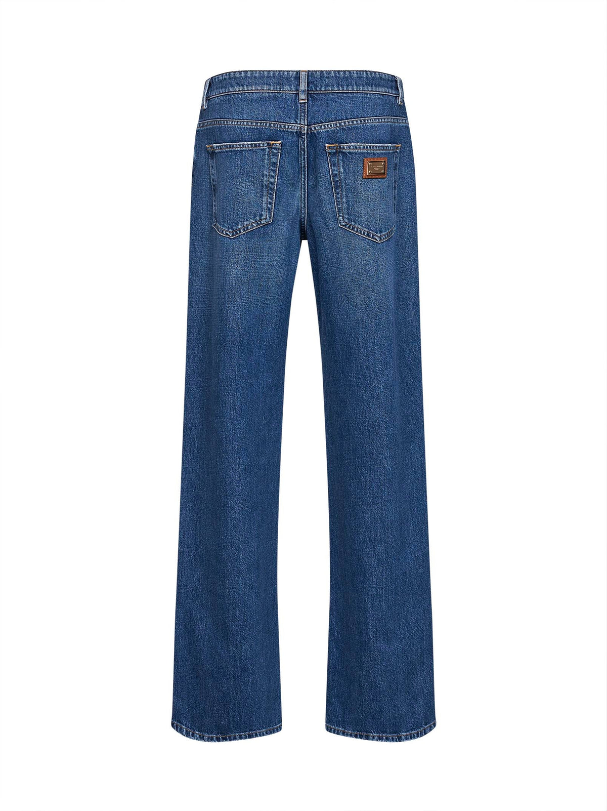Dolce & Gabbana Women Blue Cotton Denim Loose Straight-Leg Jeans