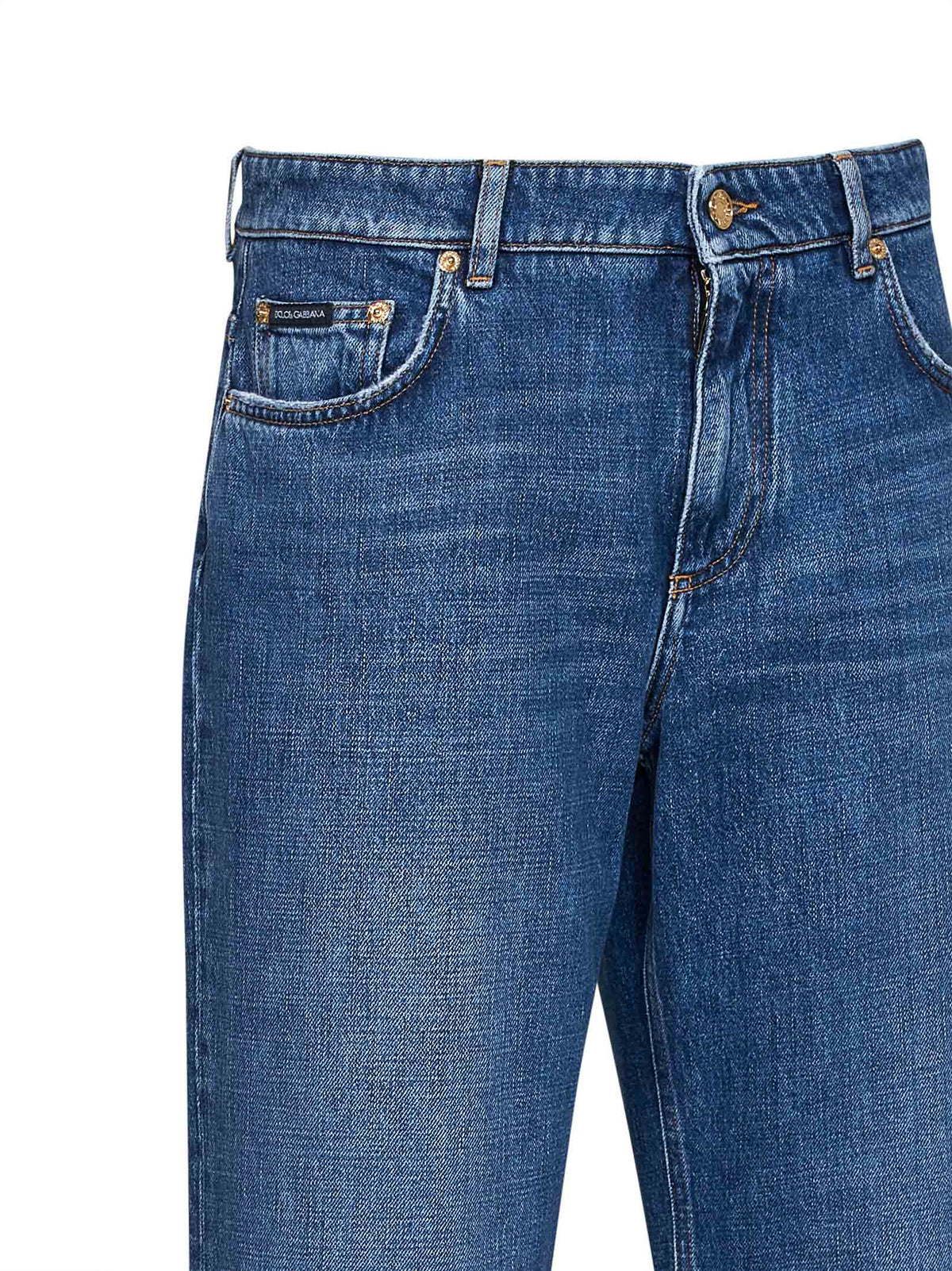 Dolce & Gabbana Women Blue Cotton Denim Loose Straight-Leg Jeans