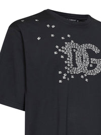 Dolce & Gabbana Men Black Cotton Logo-Printed T-Shirt
