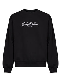 Dolce & Gabbana Men Black Cotton Embroidered Crewneck Sweatshirt
