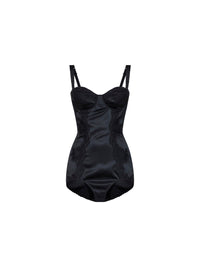 Dolce & Gabbana Women Black Silk And Lace Balconette Lingerie Bodysuit