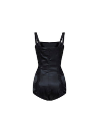 Dolce & Gabbana Women Black Silk And Lace Balconette Lingerie Bodysuit