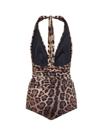Dolce & Gabbana Women Leopard Printed Sensitive Fabric One-Piece Swimsuit
