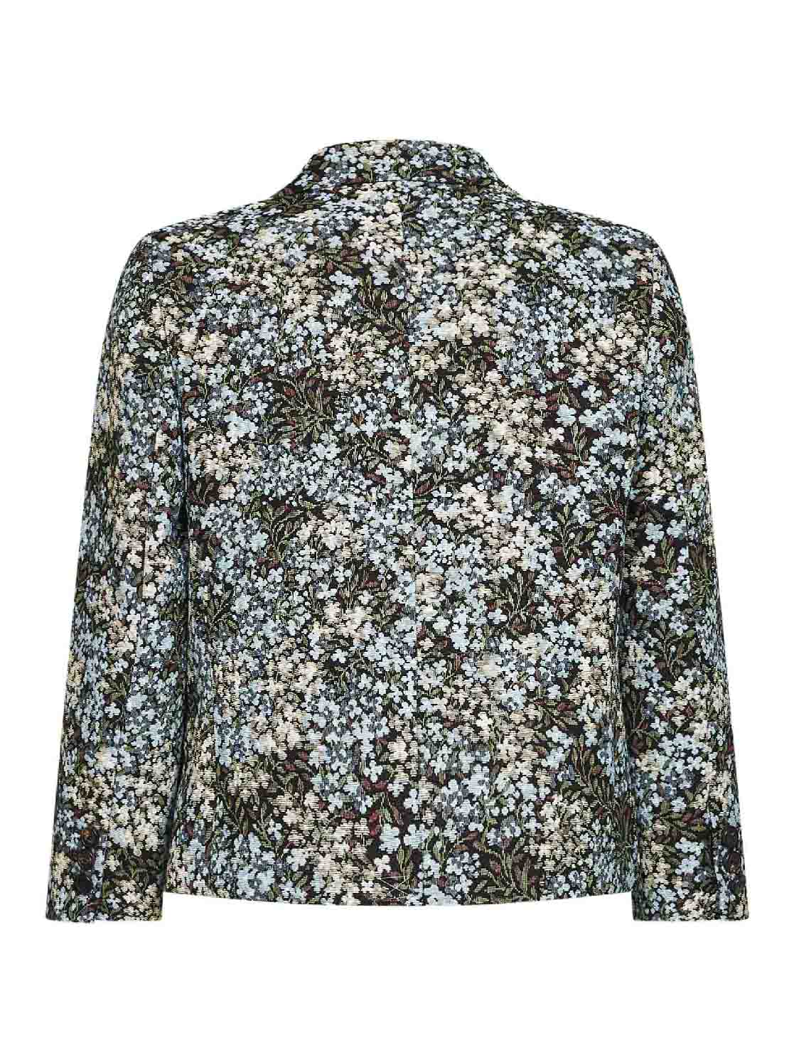 Dries Van Noten Women Sky Blue Floral Jacquard Cotton-Blend Bamis Blazer