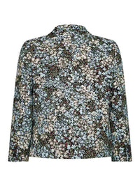 Dries Van Noten Women Sky Blue Floral Jacquard Cotton-Blend Bamis Blazer