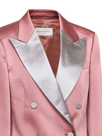 Dries Van Noten Women Old Rose Fluid Crêpe Satin Double-Breasted Tuxedo Blazer
