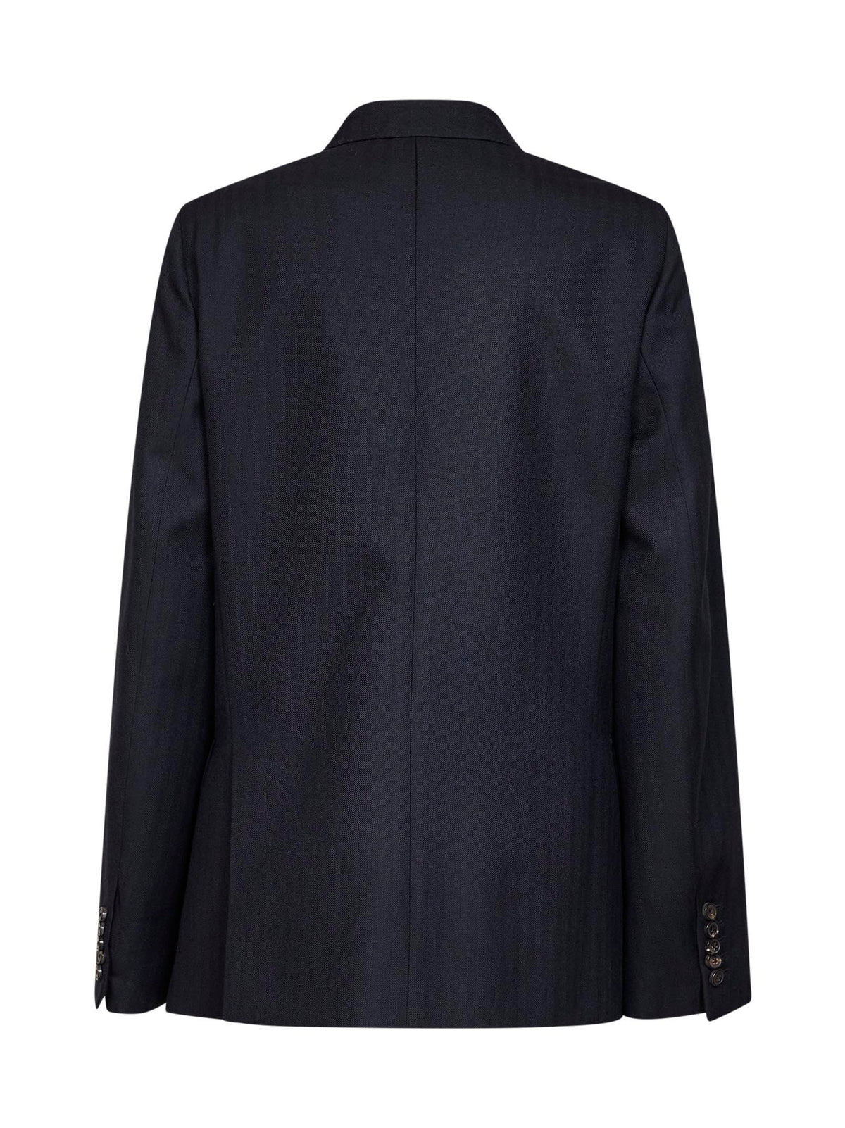 Dries Van Noten Women Navy Blue Chevron Wool Barrysta Embroidered Blazer