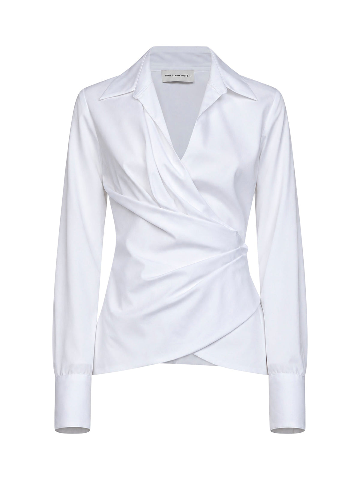 Dries Van Noten Women White Cotton Poplin Wrap Shirt