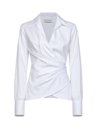 Dries Van Noten Women White Cotton Poplin Wrap Shirt