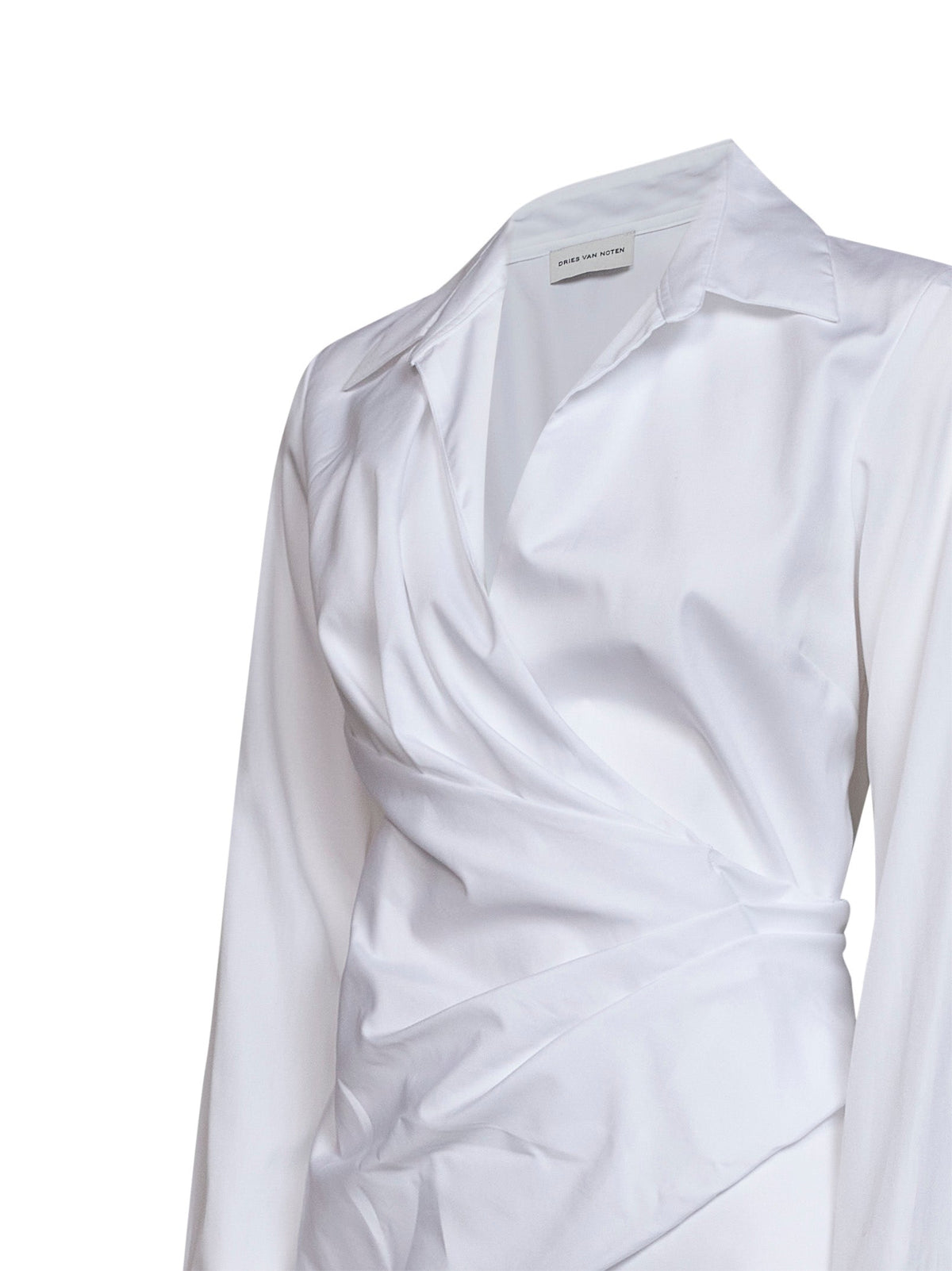 Dries Van Noten Women White Cotton Poplin Wrap Shirt