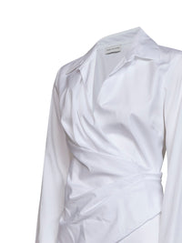 Dries Van Noten Women White Cotton Poplin Wrap Shirt