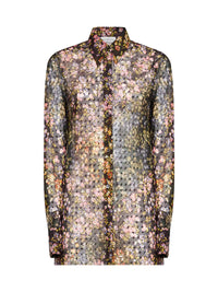 Dries Van Noten Women Aubergine Mini Floral Patchwork-Print Jacquard Calima Shirt
