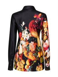 Dries Van Noten Women Black Flemish Painting-Print Silk Calima Shirt