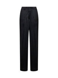 Dries Van Noten Women Black Fluid Crepe Satin Portias Straight-Leg Trousers
