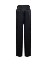 Dries Van Noten Women Black Fluid Crepe Satin Portias Straight-Leg Trousers