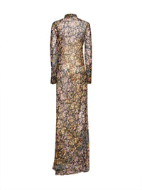 Dries Van Noten Women Aubergine Mini Floral Patchwork-Print Jacquard Dalima Long Shirt Dress