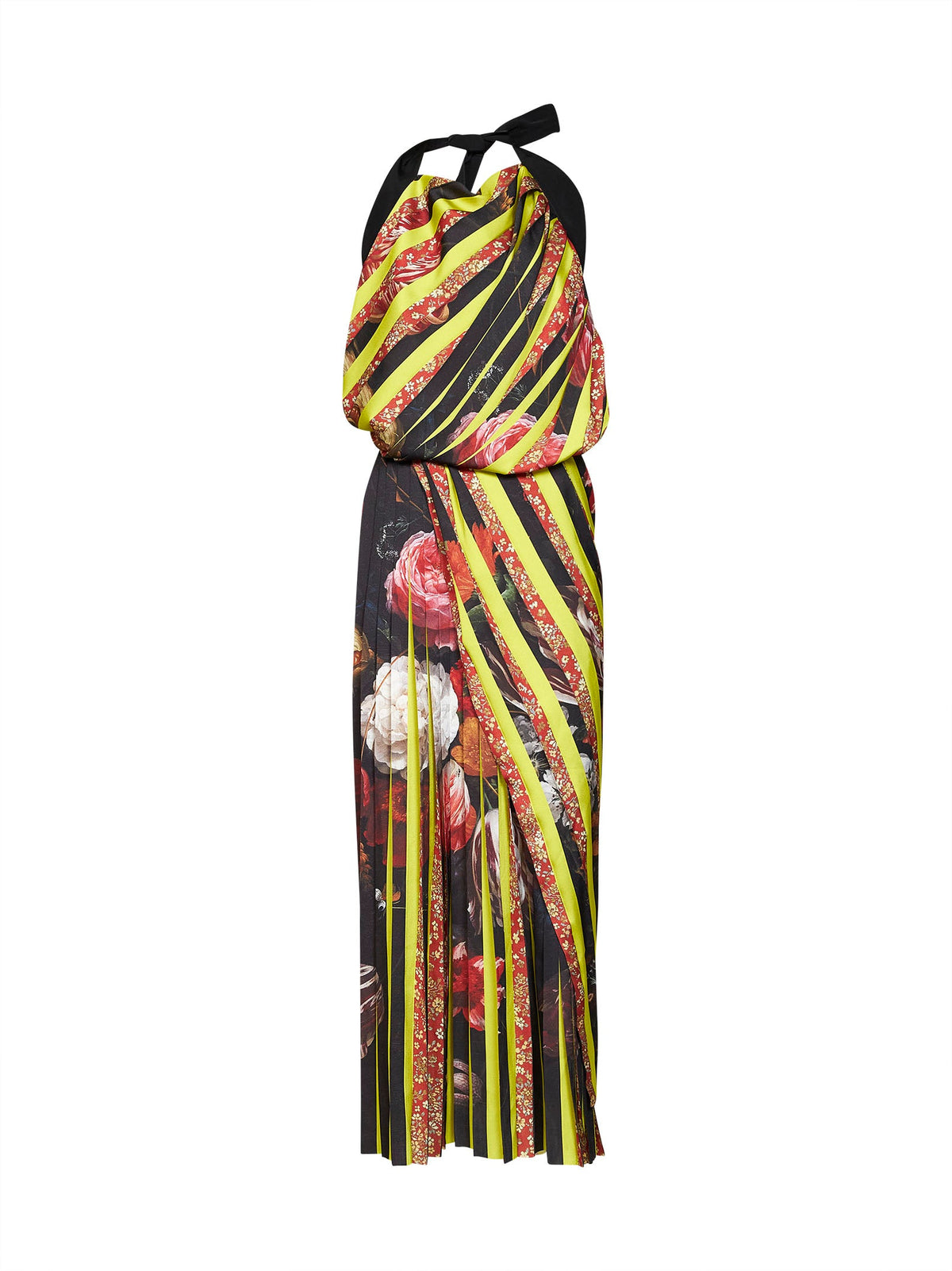 Dries Van Noten Women Multicolor Printed Satin Darnot Asymmetric Long Dress