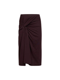 Dries Van Noten Women Burgundy Cotton Jersey Hemellana Twisted Midi Skirt