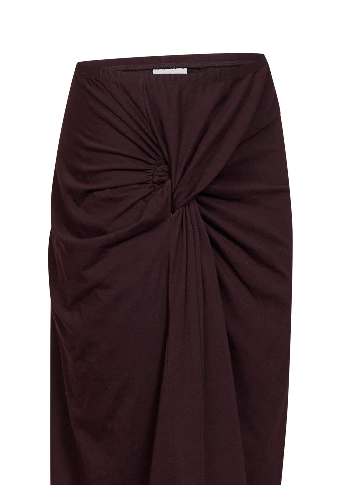 Dries Van Noten Women Burgundy Cotton Jersey Hemellana Twisted Midi Skirt