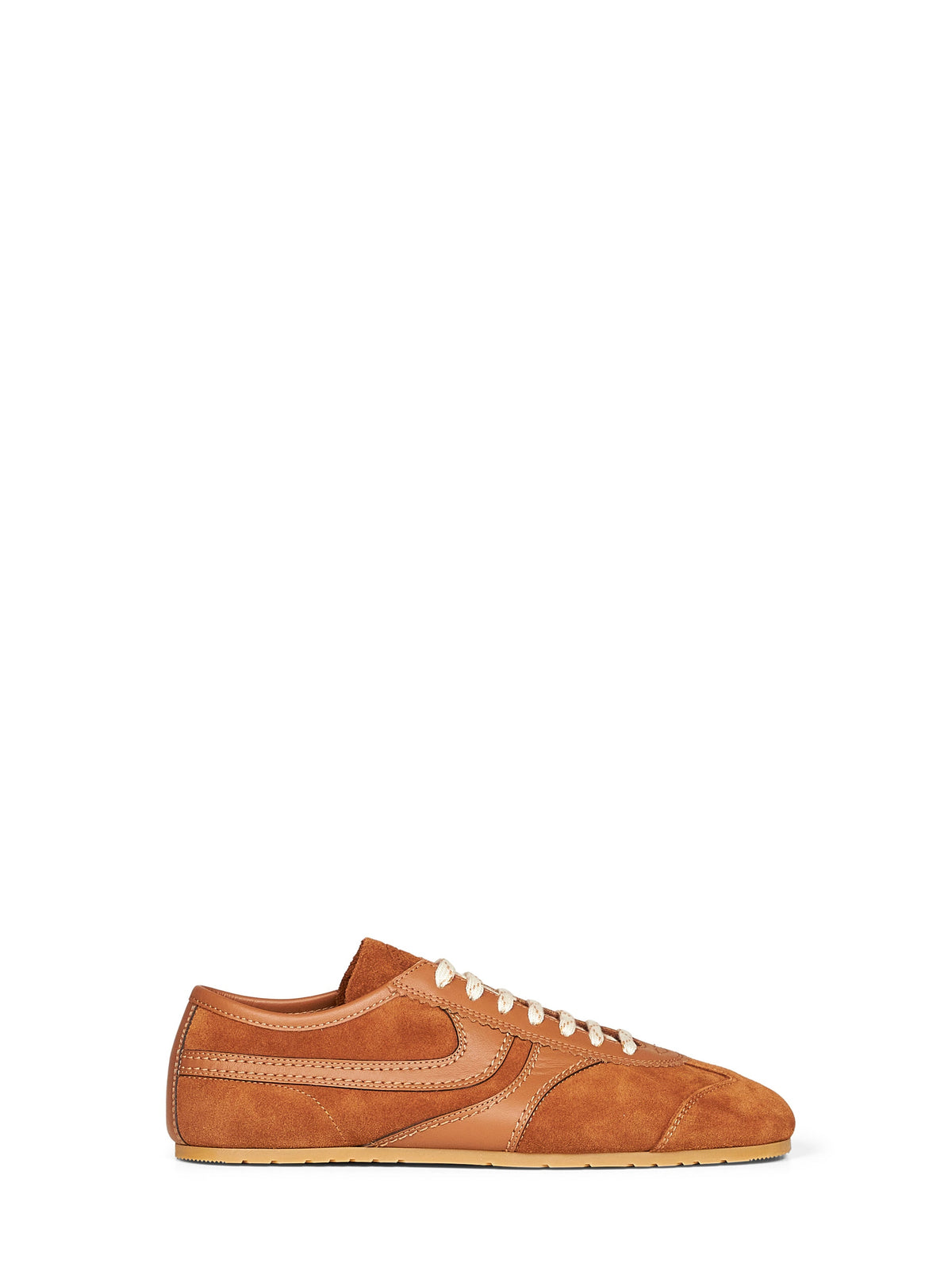 Dries Van Noten Men Tan Suede Sneakers With Leather Details