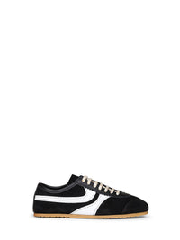 Dries Van Noten Women Black Suede Sneakers With Leather Details