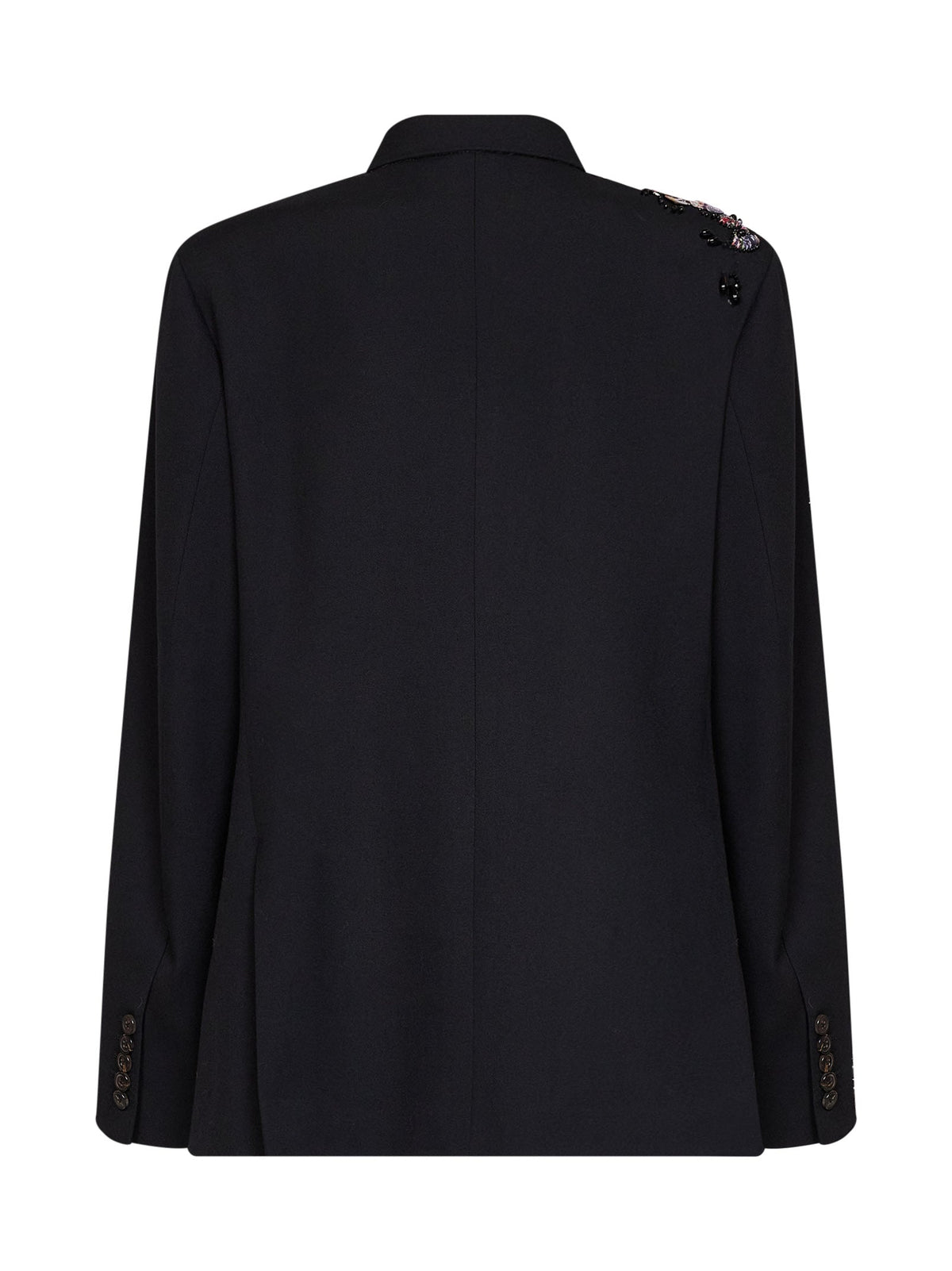 Dries Van Noten Women Black Wool Barrysta Double-Breasted Embroidered Jacket